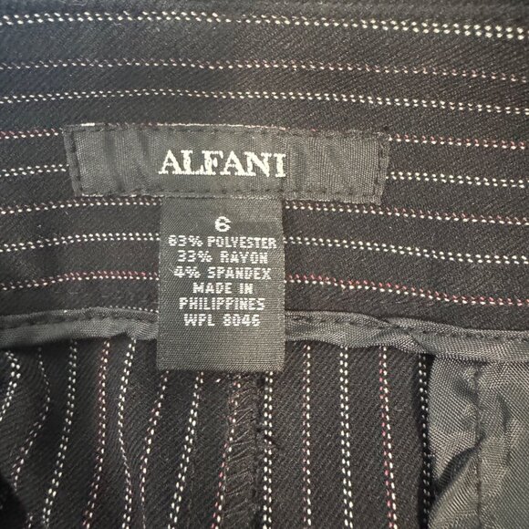 Alfani Pinstripe Wide Leg Black Trousers Size 6 Polyester Blend Stretch - Picture 4 of 7